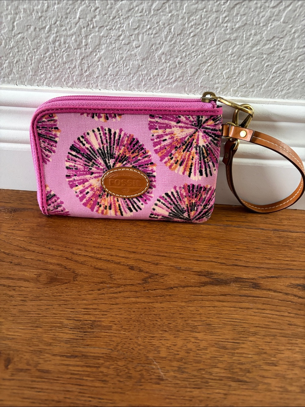 Fossil Pink Multi-Accent Zip Wallet
